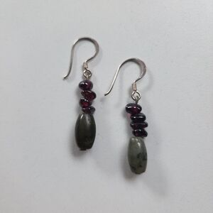 Sterling Garnet & Labradorite Earrings